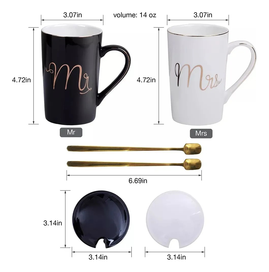 Conjunto De Regalo De Boda De Taza Caf&eacute; De Pareja De Calidad image number null