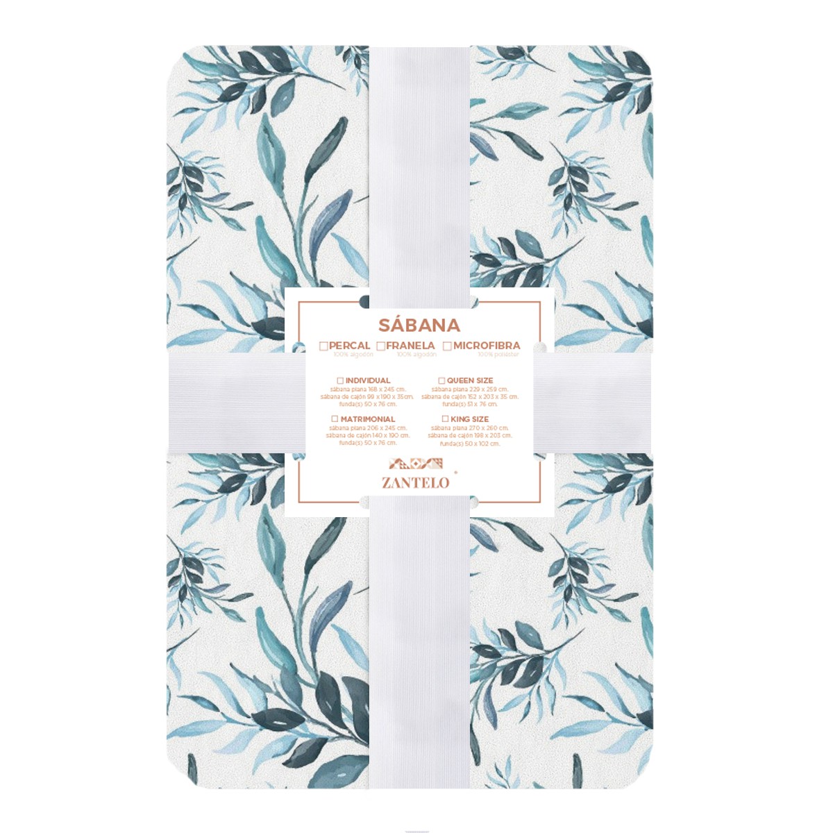 Juego S&aacute;banas Franela Ligera Queen Zuryc Zantelo Floral Azul Suave Ajuste 35cm Fundas Incluidas Invierno image number null