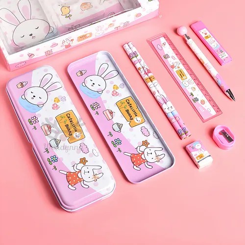 Kit Utiles Escolar Ni&ntilde;o Estuche Lapiz Regla Papeleria Kawaii image number null
