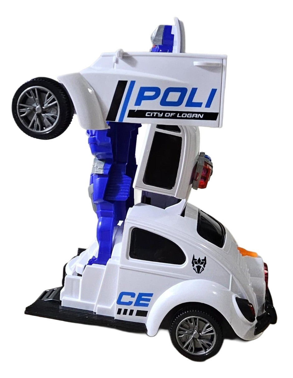 Carro De Pilas Transformable Con Vapor, Luz Y Sonido, Police Vocho image number null