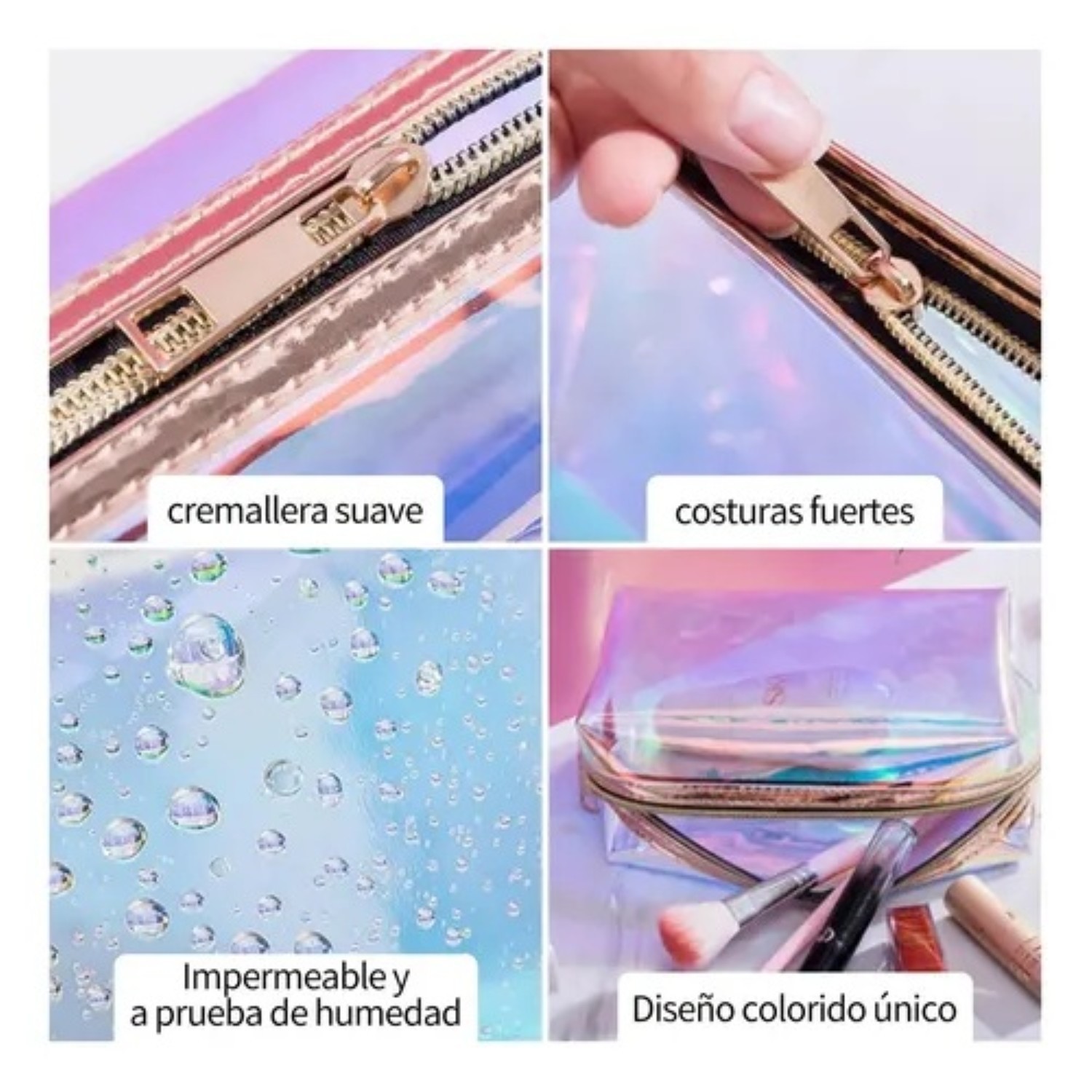 Neceser Cosmetiquera Bolsa 3pcs Kit De Viaje Port&aacute;til Mujer Tornasol image number null