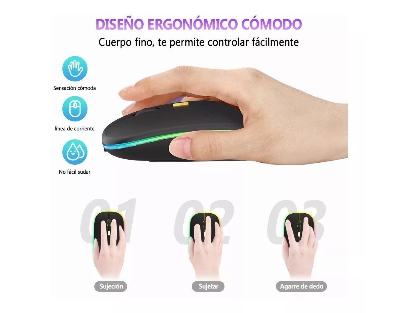 ML Mouse inal&aacute;mbrico recargable Free Wolf X15 negro. image number null