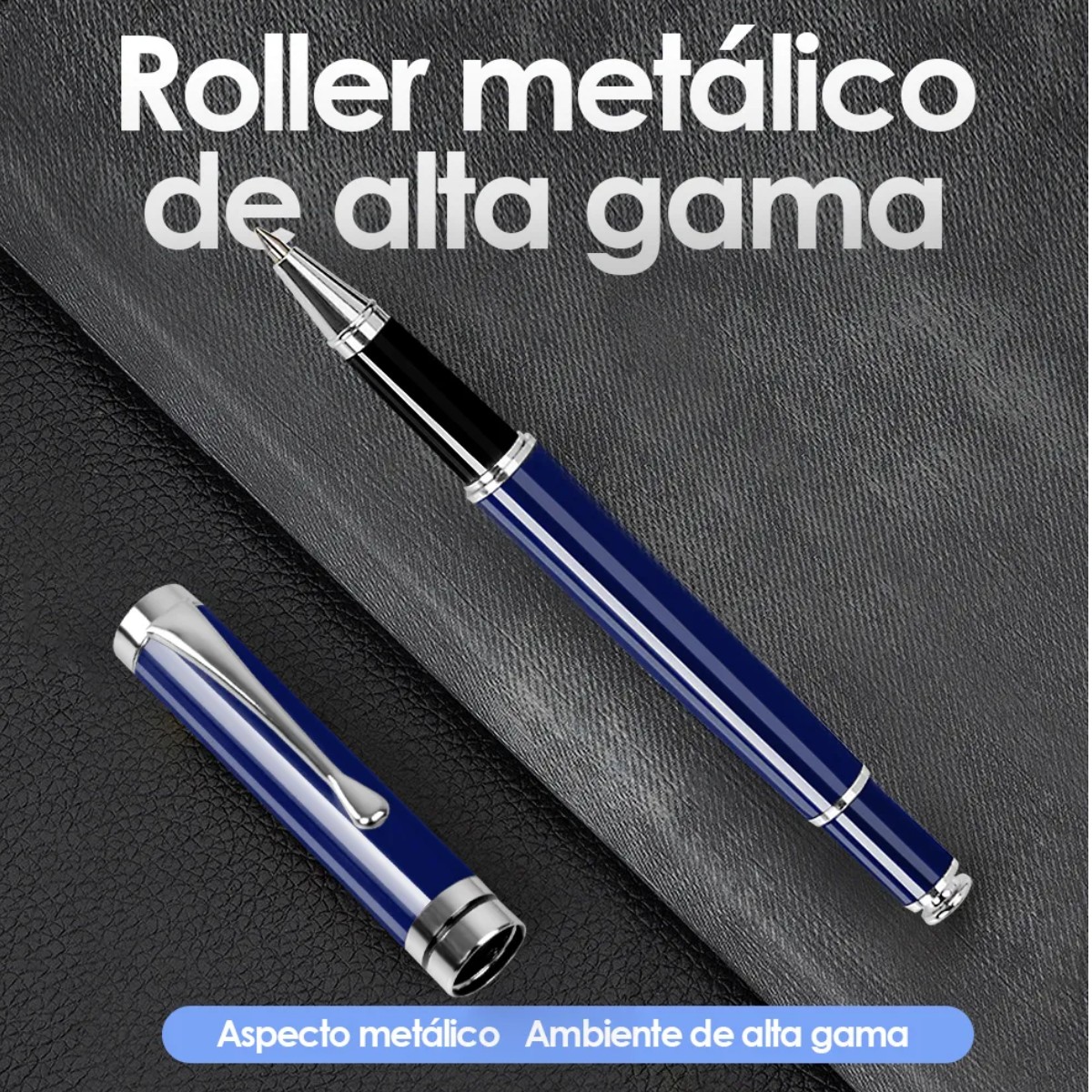Pluma De Acero Con Recambio Y Caja De Regalo Color Del Exterior:Azul oscuro image number null