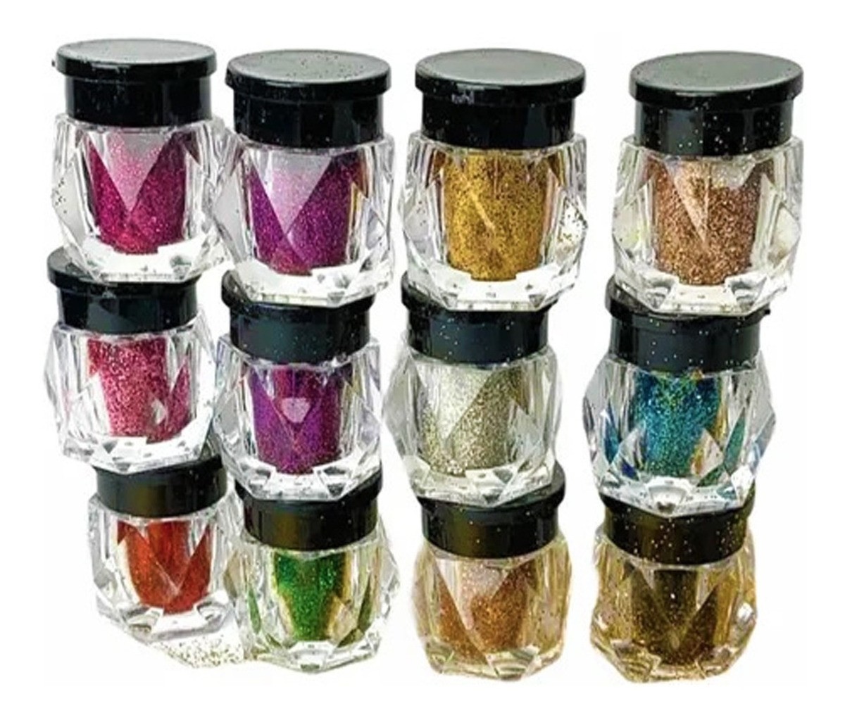 Glitter Brillos Purpurina Diam Para Ojos U&ntilde;as Cuerpo 12 Pzas image number null