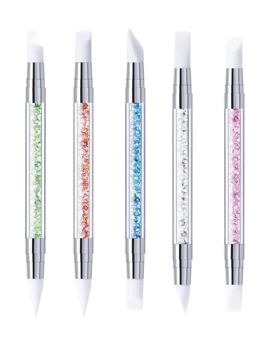 Kit De 5 Pinceles Doble Punta Silicon Para U&ntilde;as Nail Art image number null