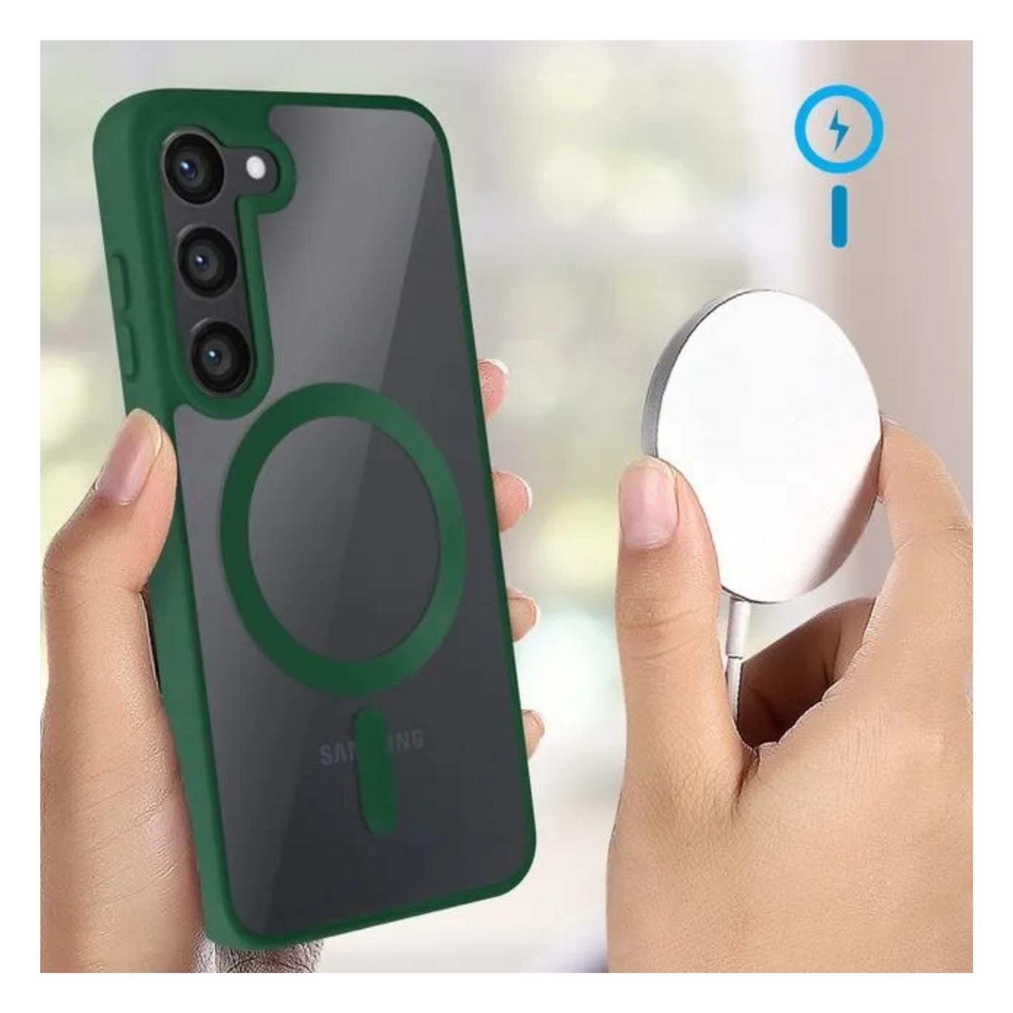 Funda Transparente Case Color Verde Para Samsung Galaxy Compatible Con Magsafe Protecci&oacute;n Elegante Y Funcional image number null