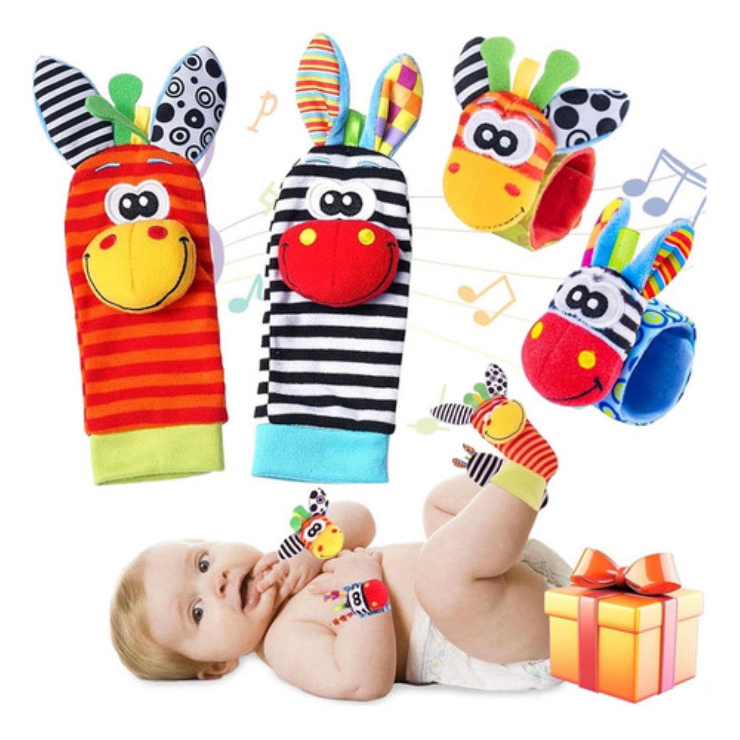Sonajas Para Bebe Calcetines Juguete Estilo 4 elefantes y changos image number null