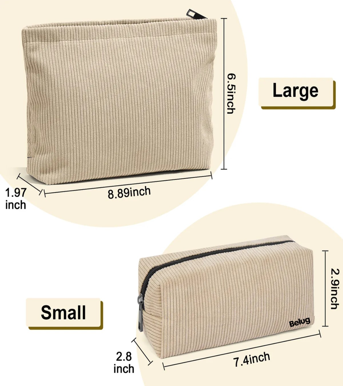 2pcs Cosmetiquera Neceser Estuches De Maquillaje beige image number null