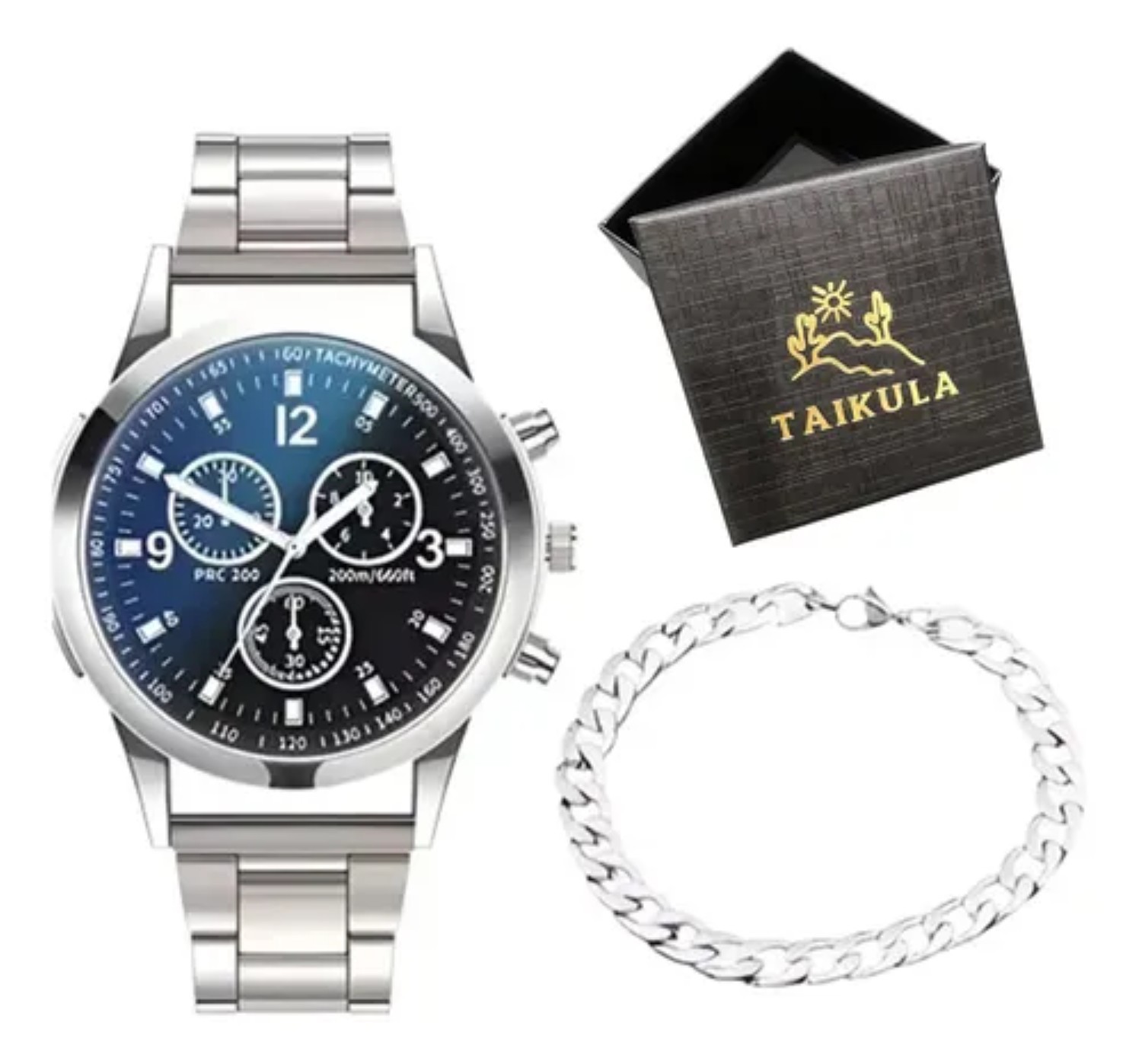 Relojes De Cuarzo Casuales Impermeables Para Hombre Plateado fondo azul image number null