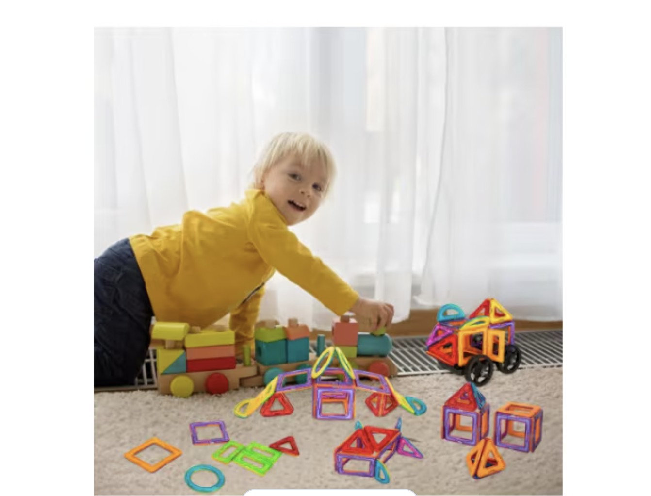 Bloques De Construcci&oacute;n Magn&eacute;ticos Juguetes 52 Pza Ni&ntilde;os Modelo Blanco image number null