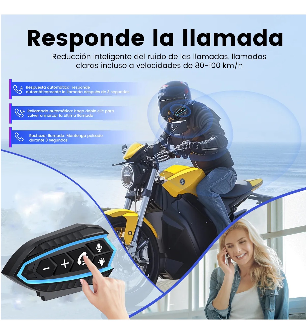 Aud&iacute;fonos Para Casco De Motos Malubero Bluetooth5.0 Impermeables Ip67 image number null
