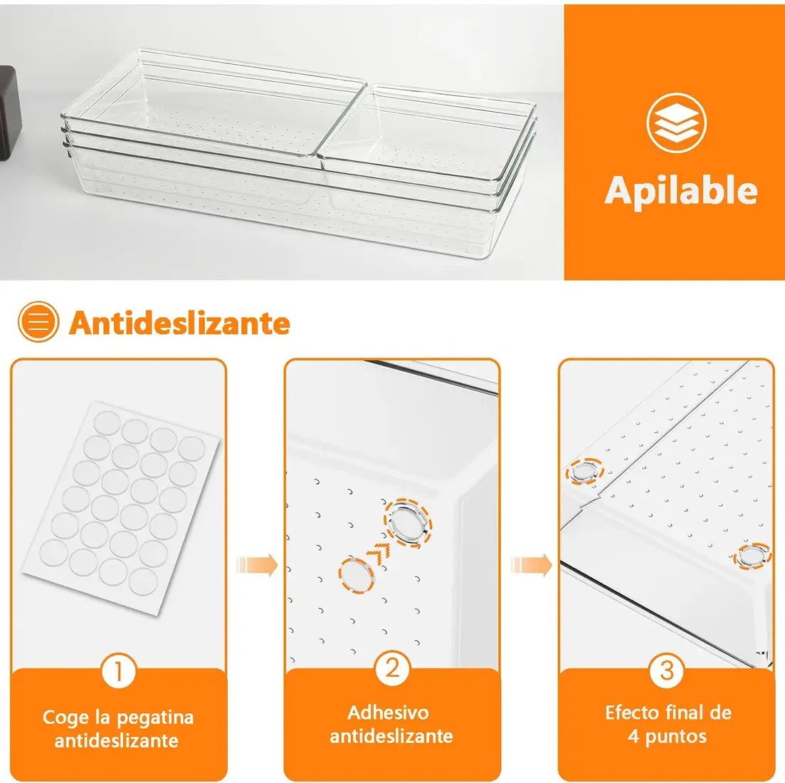 Organizador De Cajones Joyas Maquillaje 16 Pzas De Pl&aacute;stico image number null