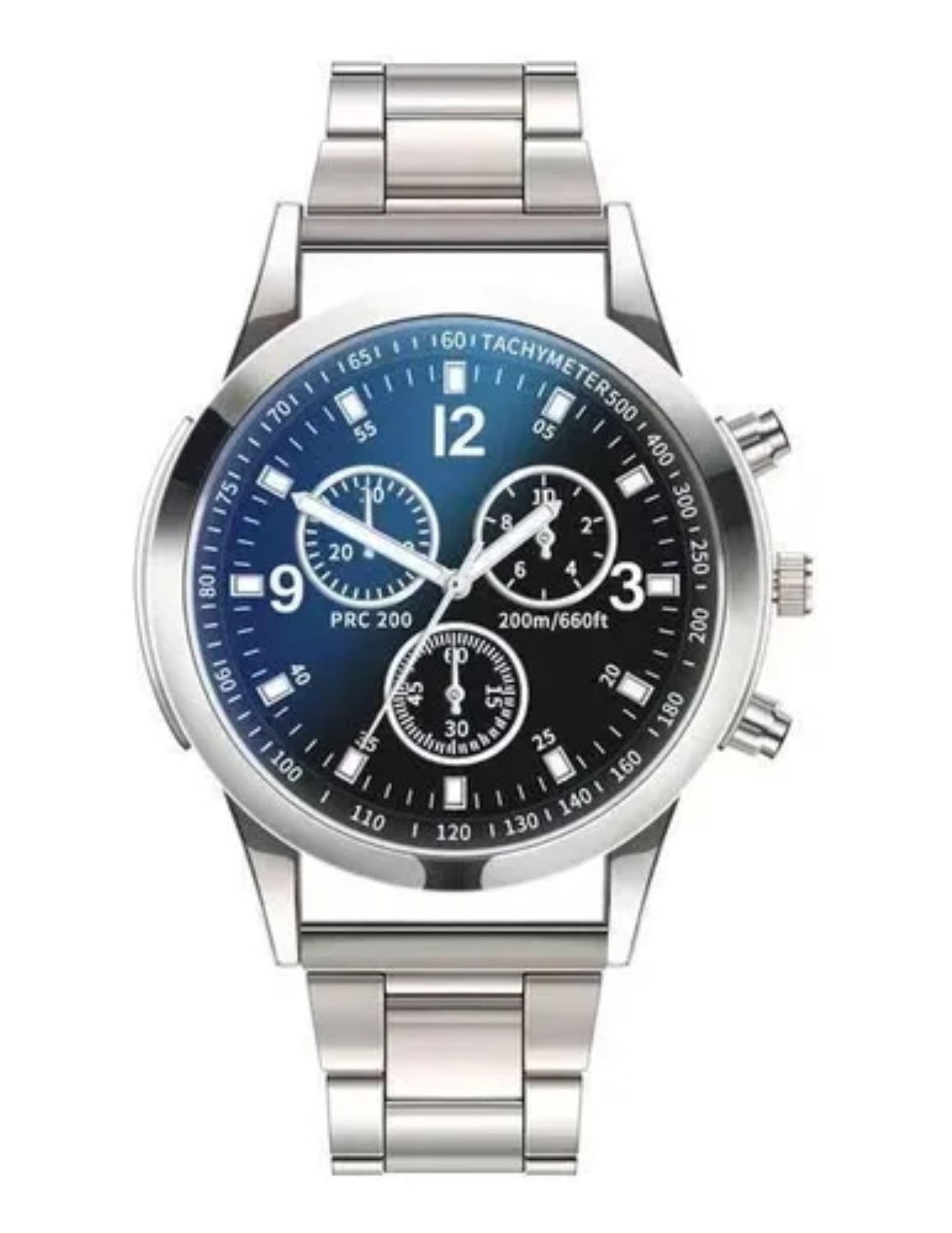 Relojes De Cuarzo Casuales Impermeables Para Hombre Plateado fondo azul image number null