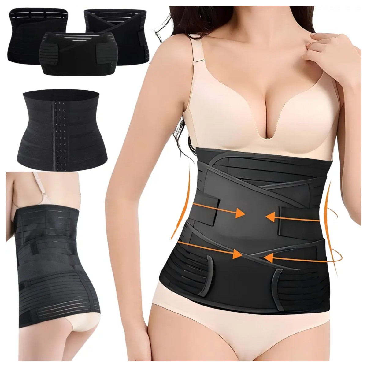 Faja Postparto De Maternidad Para Recuperaci&oacute;n, Kit 4 Piezas Negro Talla: M image number null
