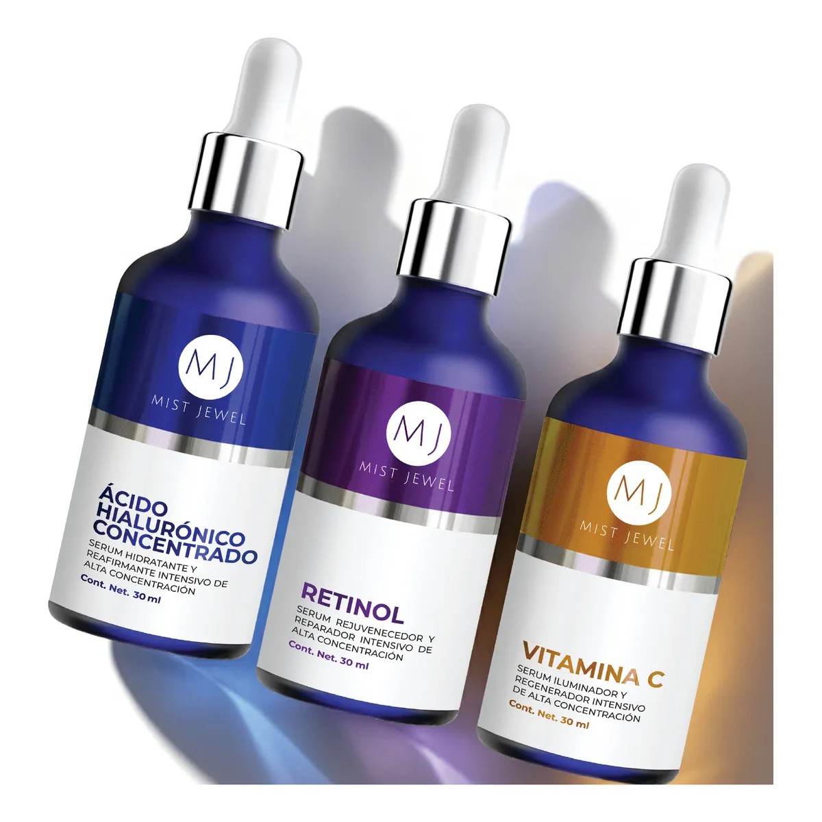 Mist Jewel Kit Sueros Faciales Complete &Aacute;cido Hialur&oacute;nico, Retinol Y Vitamina C + E. image number null