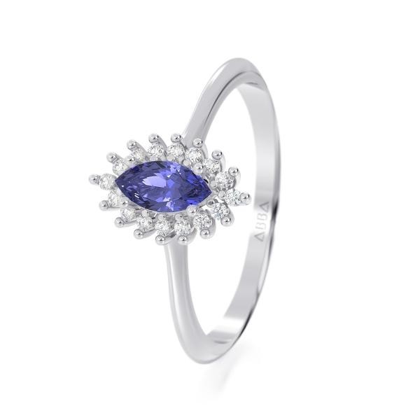 Anillo de Oro Compromiso 14k Blanco Megan Abba Joyas image number null