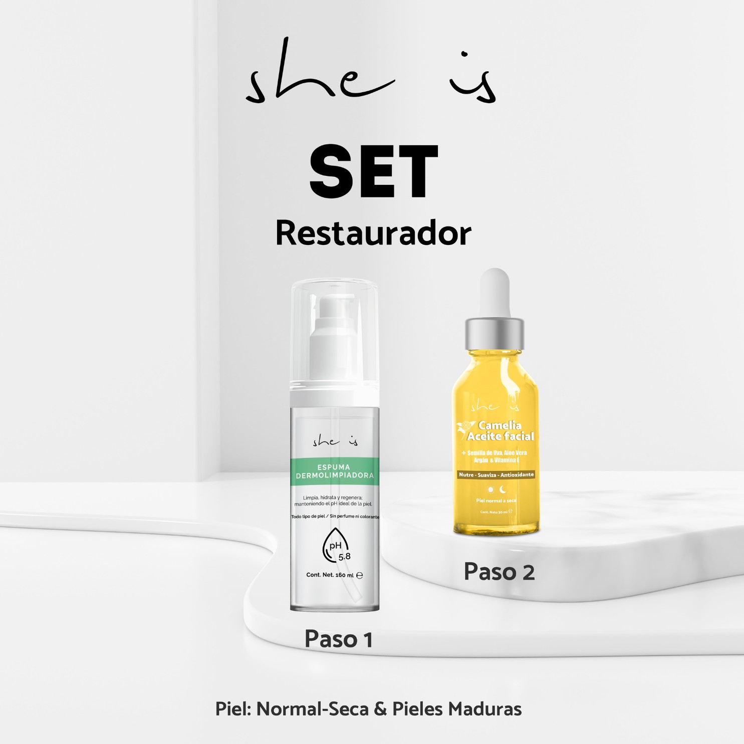 Set Facial Restaurador Piel Seca (2 productos) She is skincare image number null