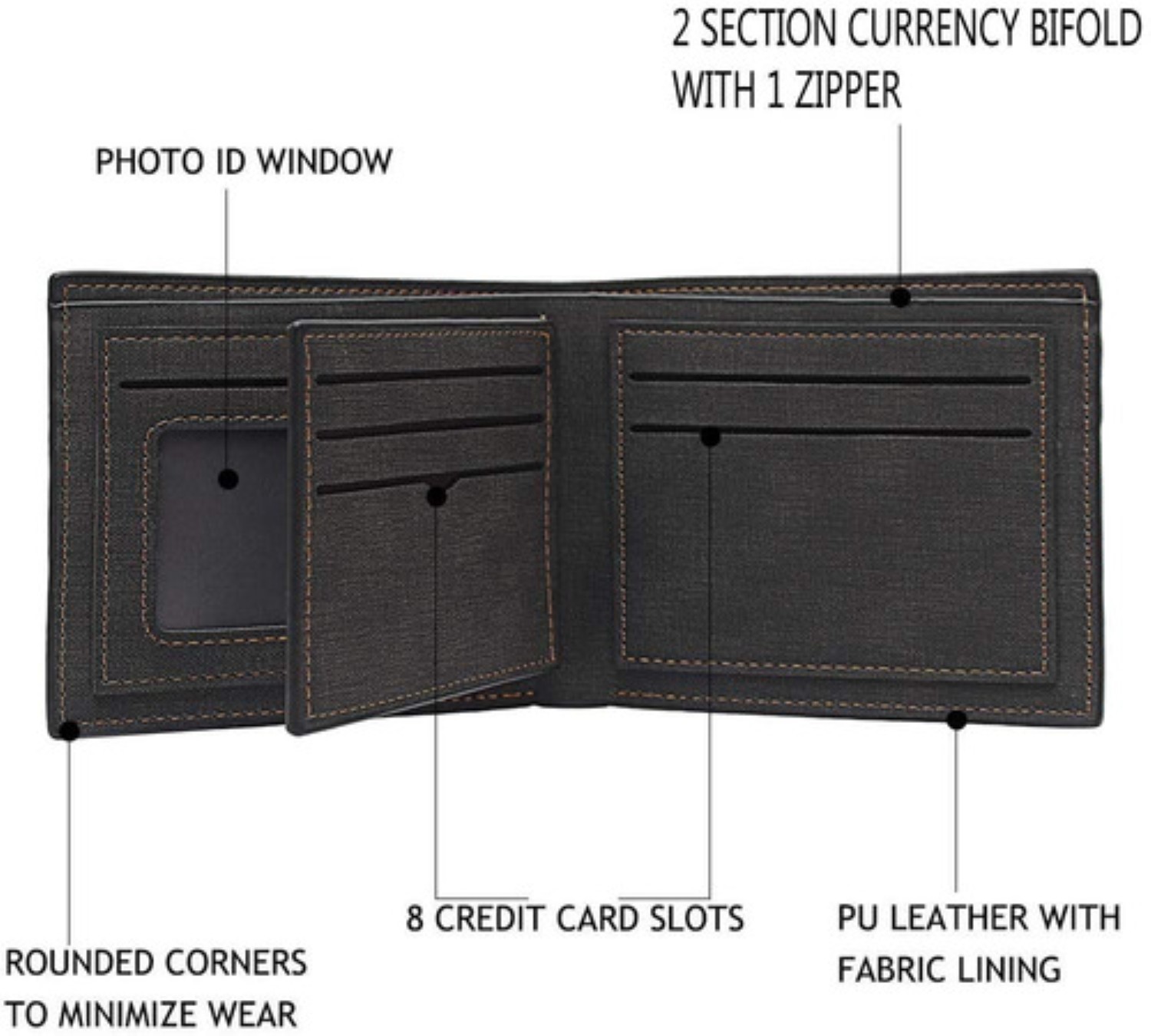 Cartera Billetera De Cuero Con M&uacute;ltiples Tarjetas Hombre Azul marino con cafe oscuro image number null