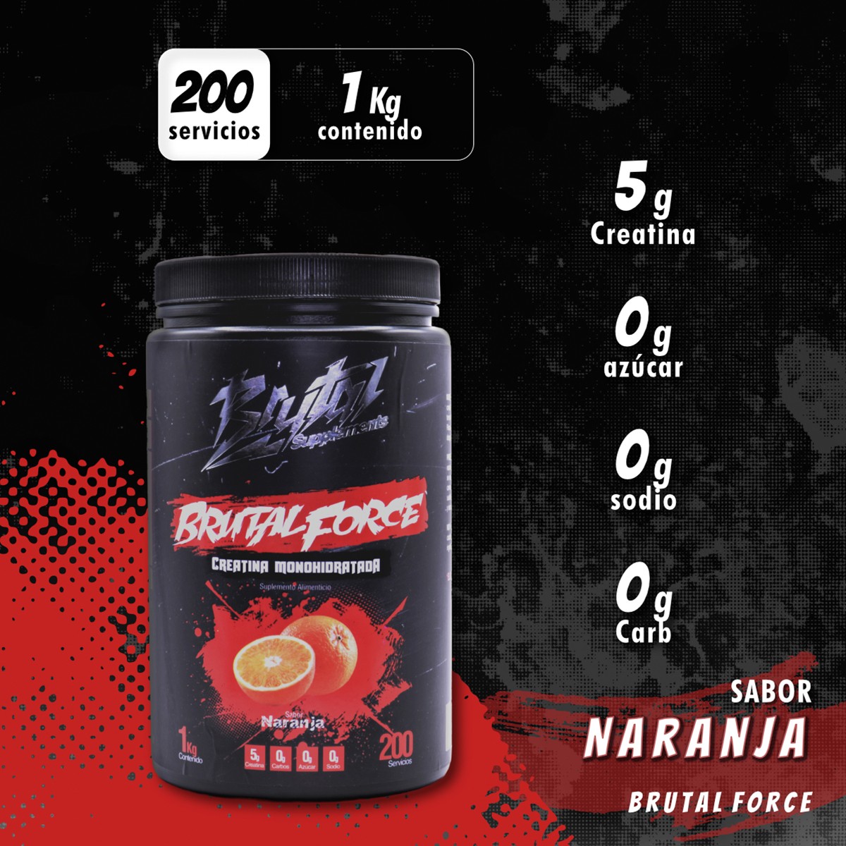 Creatina Monohidratada BrutalForce 1KG Suplemento Deportivo image number null