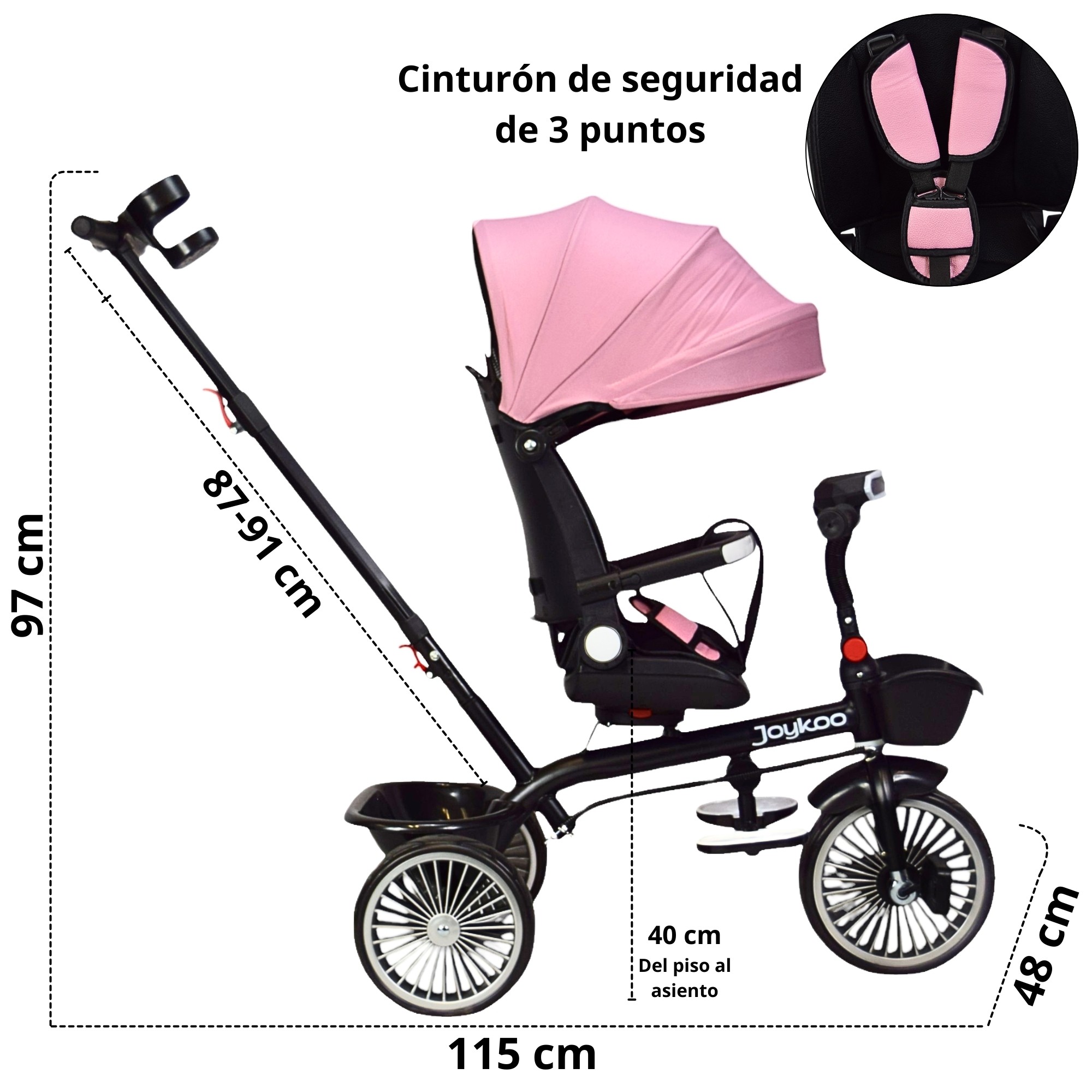 Triciclo para Ni&ntilde;os Asiento Giratorio Reclinable con Luz y Sonido - Rosa image number null