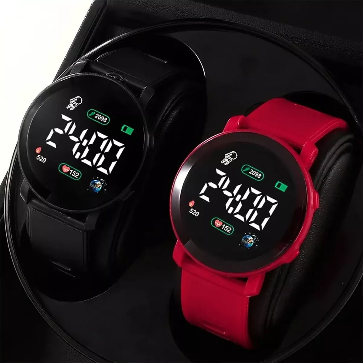 Reloj Led Digital Touch Ni&ntilde;os Ni&ntilde;as Regalo Personajes 2 pcs Rojo/Negro. image number null