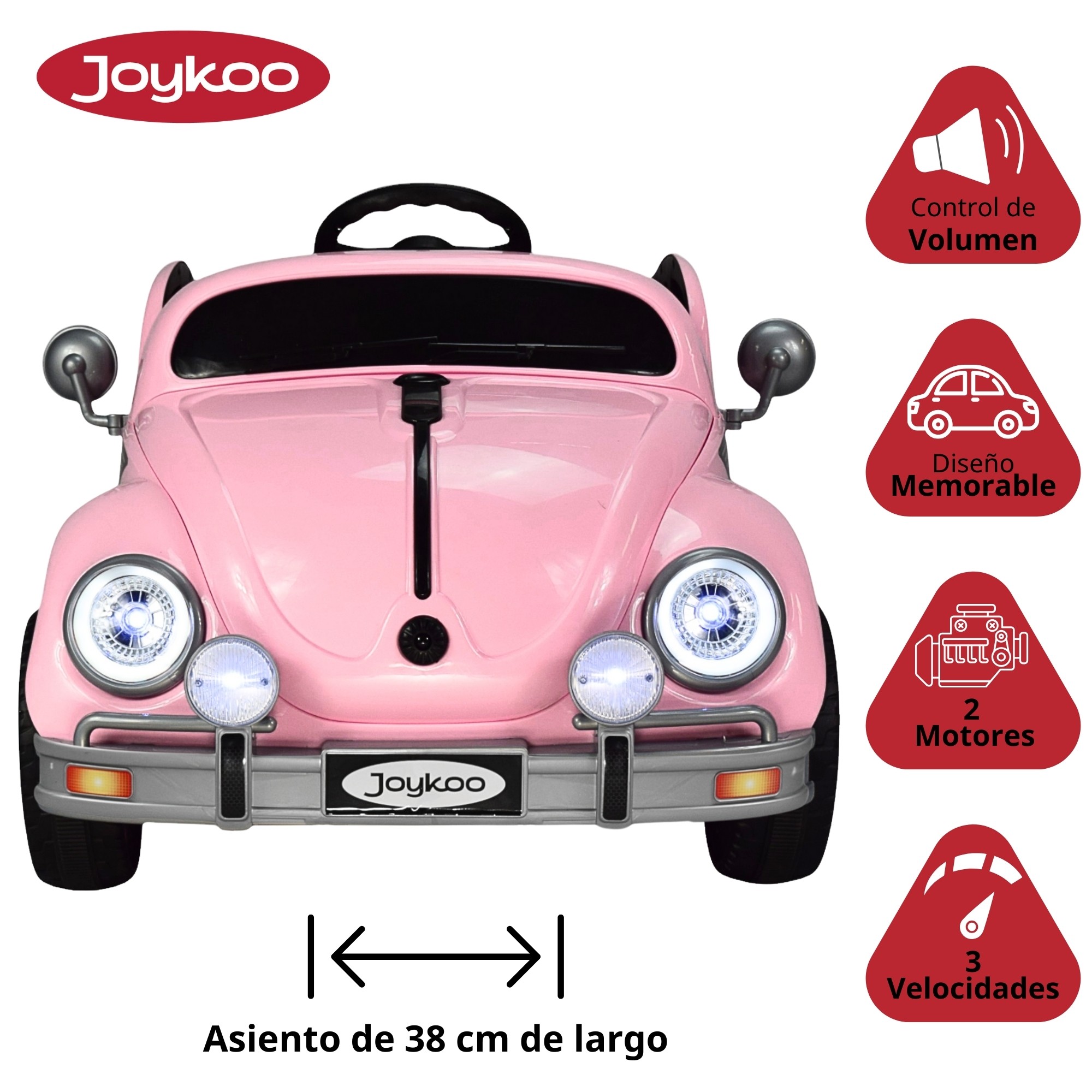 Montable para Ni&ntilde;os Vocho Electrico Control Remoto luz 12V - ROSA image number null