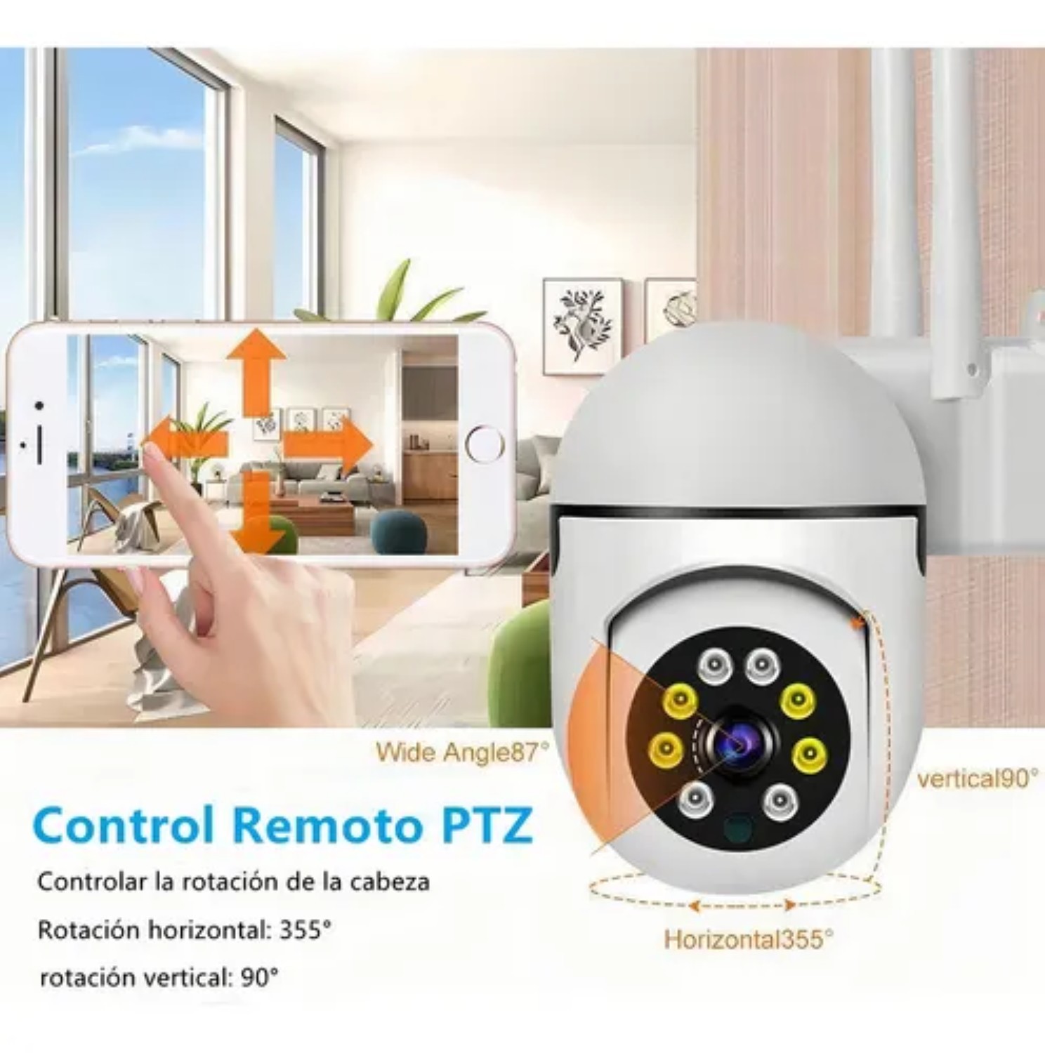 C&aacute;mara de seguridad 2PCS-288 Hd 1080p Foco 360&deg; Alarma 2 Piezas con resoluci&oacute;n 2MP visi&oacute;n nocturna incluida color blanco image number null