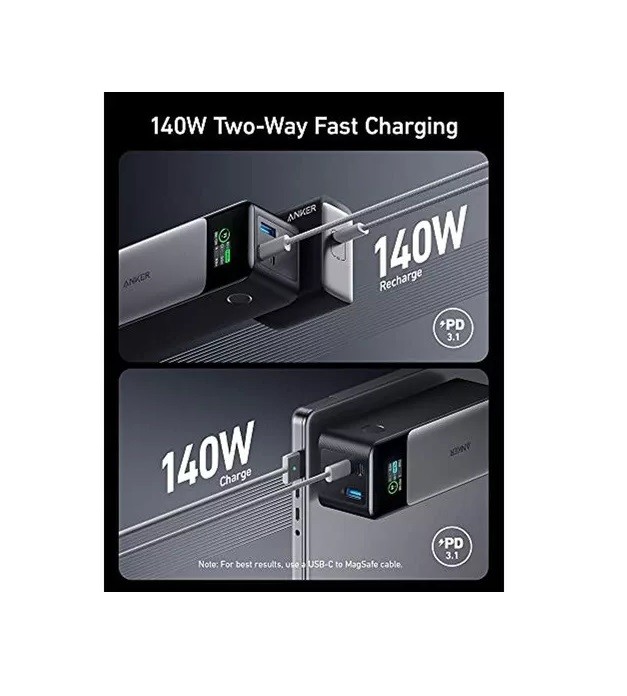 Power Bank Cargador Port&aacute;til Anker de 24000mAh con 140 W con 3 Puertos Color Negro image number null