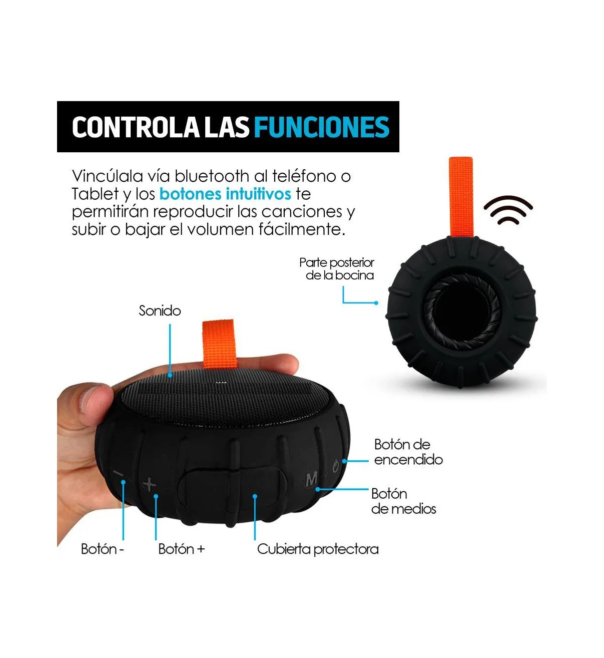 Bocina Bluetooth Inal&aacute;mbrica Belug Port&aacute;til Contra Agua Resistente a Golpes y Ca&iacute;das image number null