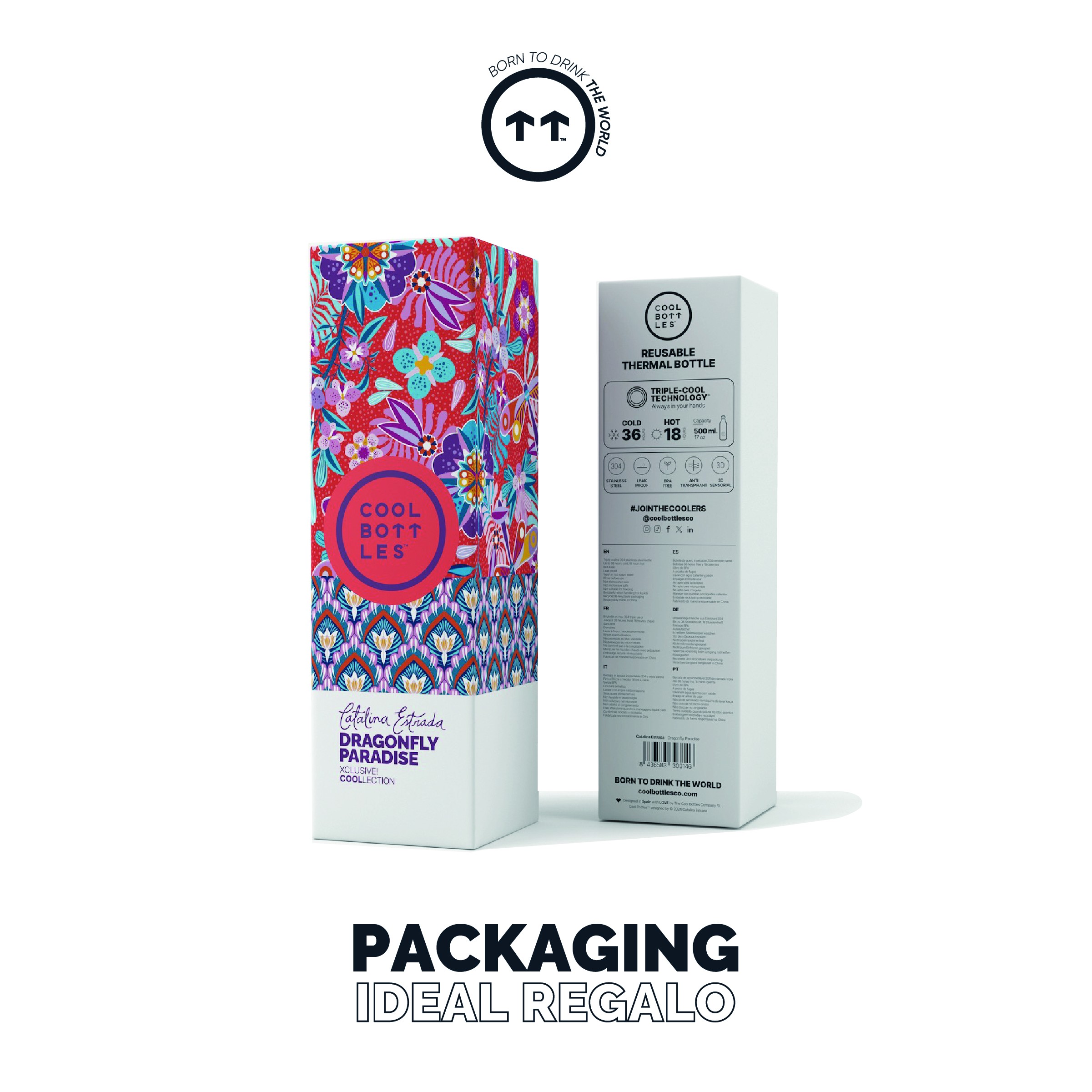 Cool Bottles Botella Termo Dragonfly Paradise 500ml by Catalina Estrada image number null