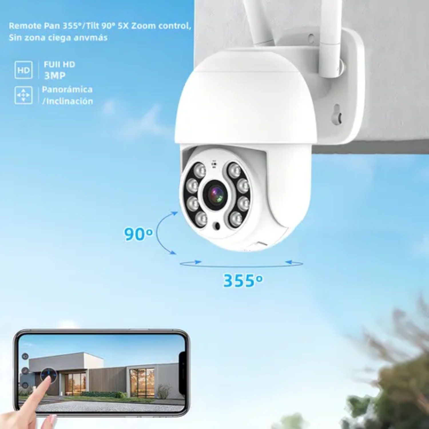 2pcs C&aacute;maras De Seguridad Exterior Wifi Hd Ip Visi&oacute;n Alarma Color Blanco image number null