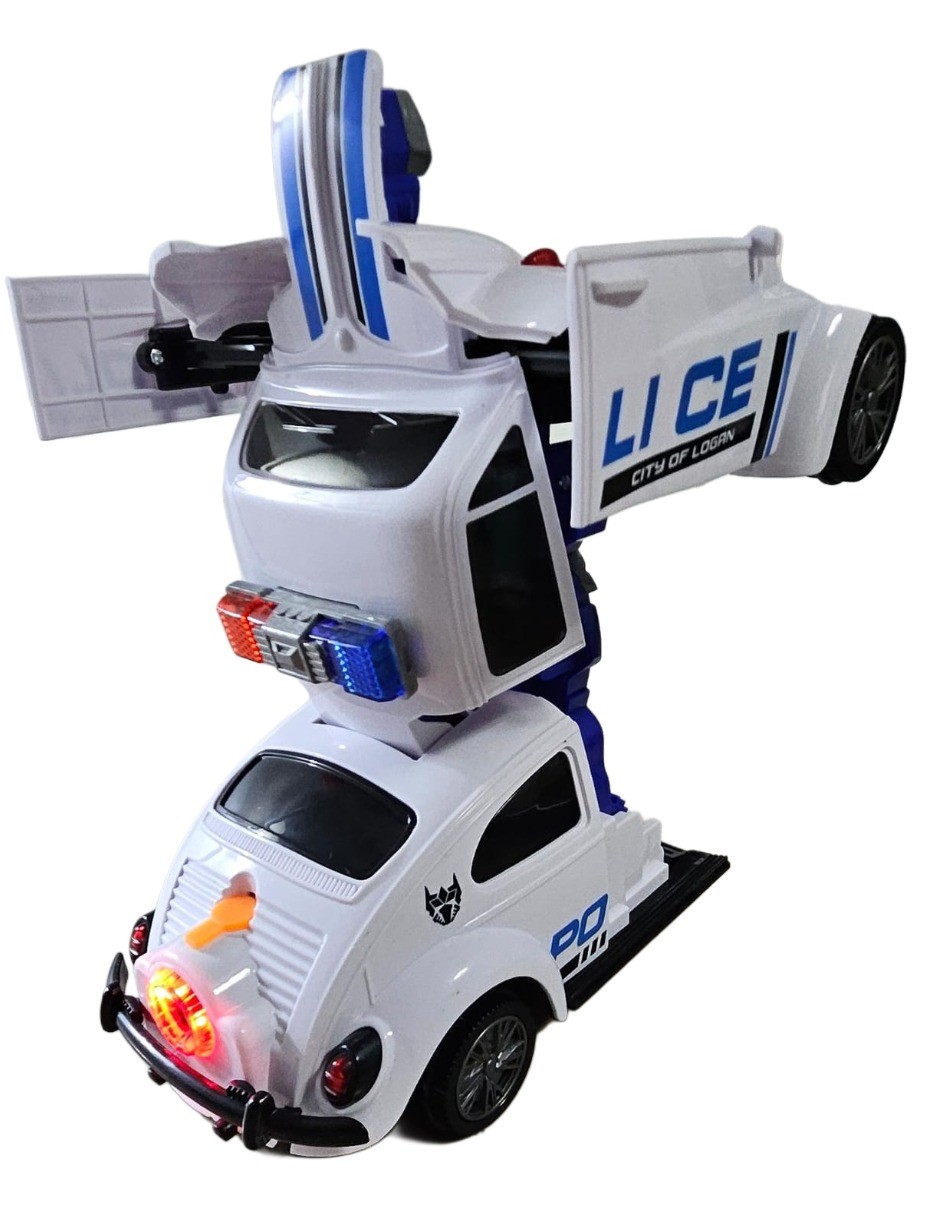 Carro De Pilas Transformable Con Vapor, Luz Y Sonido, Police Vocho image number null