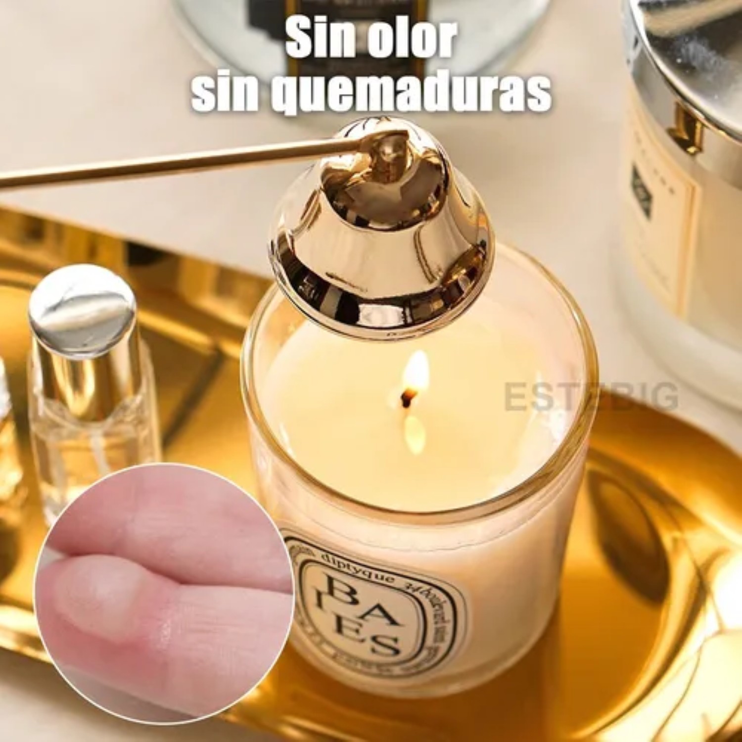 2 Pzs Apagador Velas Portavelas Campana Acero Inoxidable plateada image number null