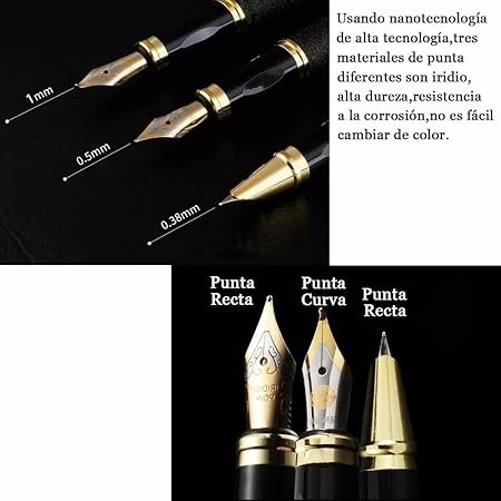 A ZYHSLZ Set de 3 Pluma Estilogr&aacute;fica, Pluma Fuente Estilogr&aacute;fica con 3 Plumillas de Acero y Convertidor, Pluma Estilogr&aacute;fica Recargable, Pluma Estilogr&aacute;fica Punto Fino,Dise&ntilde;o Cl&aacute;sico (Plata esmerilado). image number null