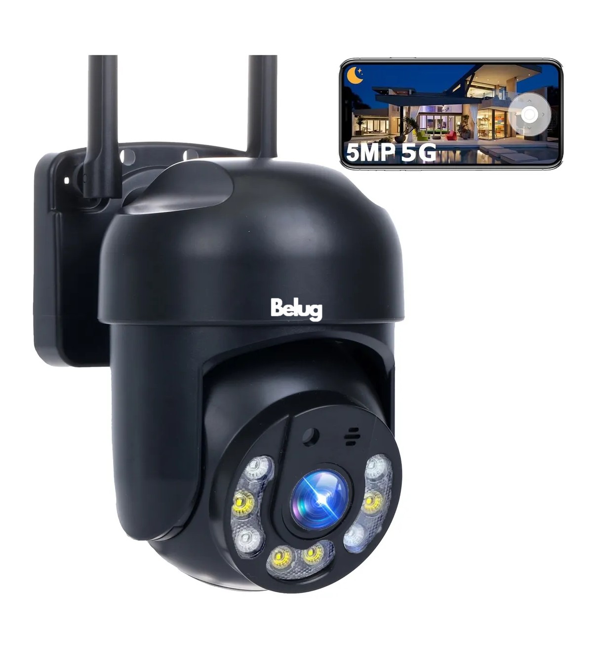 4mp Hd C&aacute;mara De Seguridad Wifi Exterior Detecci&oacute;n Humana Belug Negro image number null