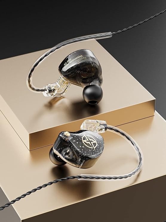 Auriculares intraurales con cable, Colorful Hybrid monitores intraurales, auriculares HiFi de graves profundos con cables desmontables con pin B, auriculares aislantes de ruido (micr&oacute;fono) (Negro). image number null