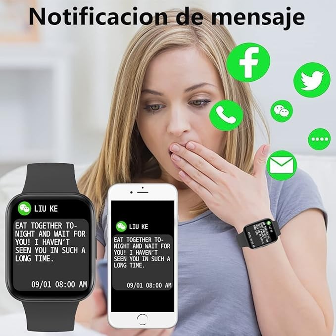 Smartwatch Reloj Inteligente,Salandens 1.72" Hombre Mujer Pulsera Inteligente, Pantalla T&aacute;ctil Completa Impermeable IP68 image number null