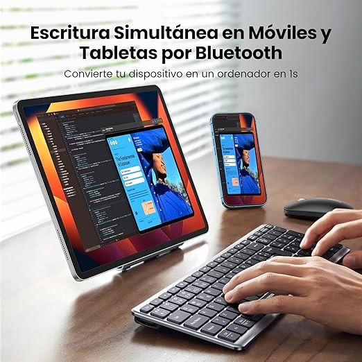 UGREEN Teclado Inal&aacute;mbrico Espa&ntilde;ol, Teclado Recargable Bluetooth & 2.4G Delgado y Compacto, Multidispositivo Bluetooth Keyboard con Cable USB-C, Compatible con macOS, iOS, Windows, Linux, Android. image number null