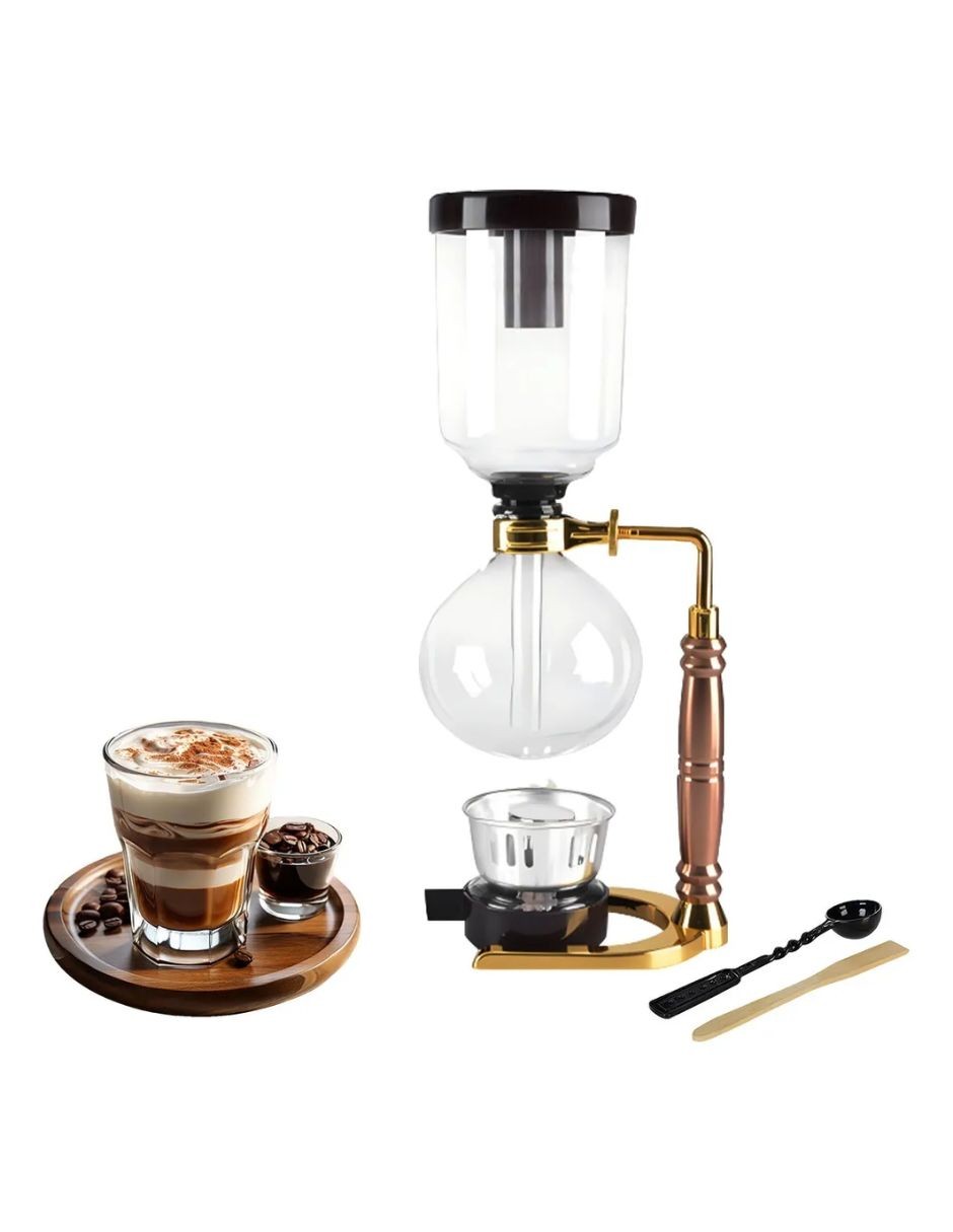 Cafetera Tetera de Sif&oacute;n Infusi&oacute;n Goteo Vidrio Gourmet Elegante 3 tz Estilo Clasico image number null