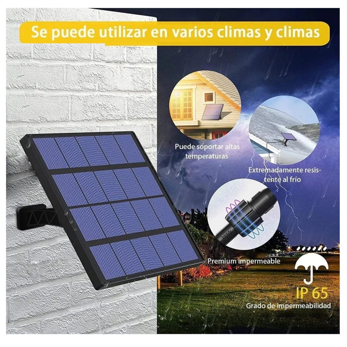 L&aacute;mpara Solar Recargable Con 3 Cabezales Ajustables 60 Led, negro image number null