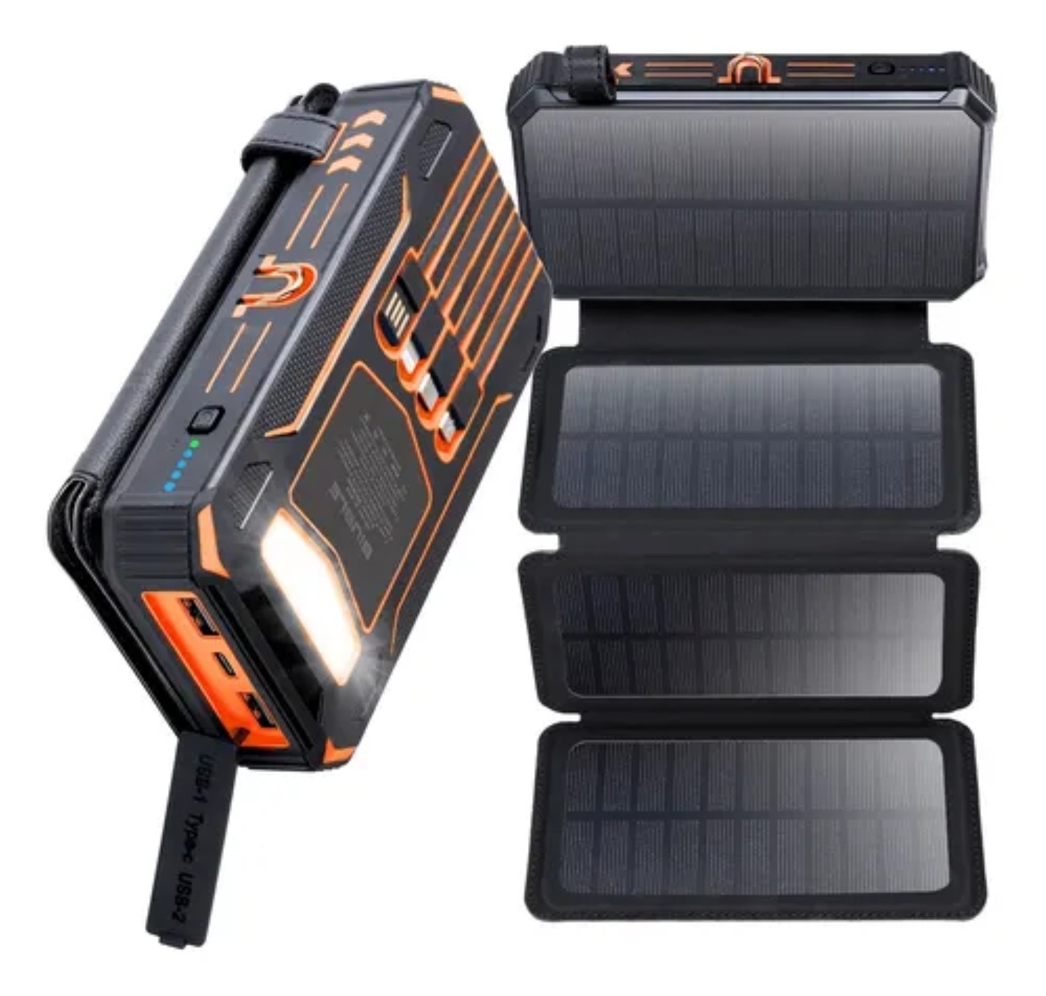 Power Bank Solar Port&aacute;til 36800mah Bater&iacute;a Con Luz 4 Cables image number null