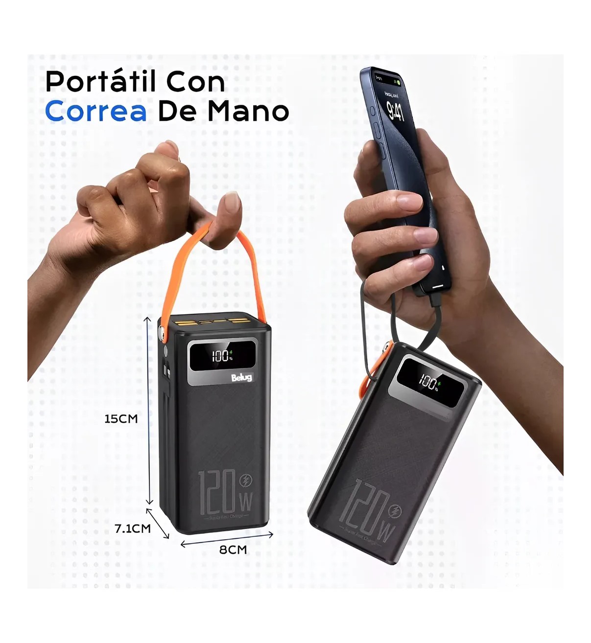 Power Bank Bater&iacute;a Port&aacute;til 50000mah Belug Cargador Ultrarr&aacute;pida Negro image number null