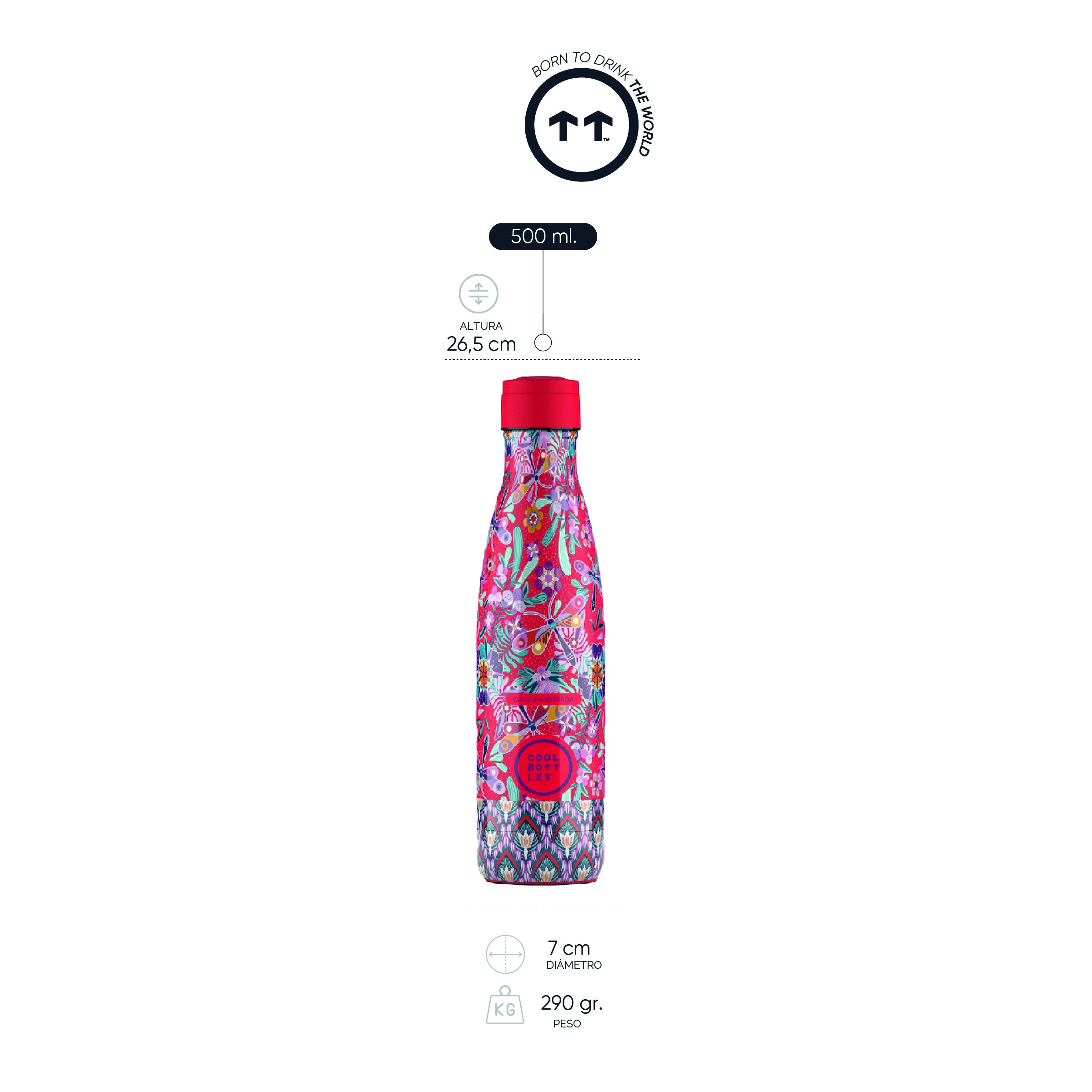 Cool Bottles Botella Termo Dragonfly Paradise 500ml by Catalina Estrada image number null