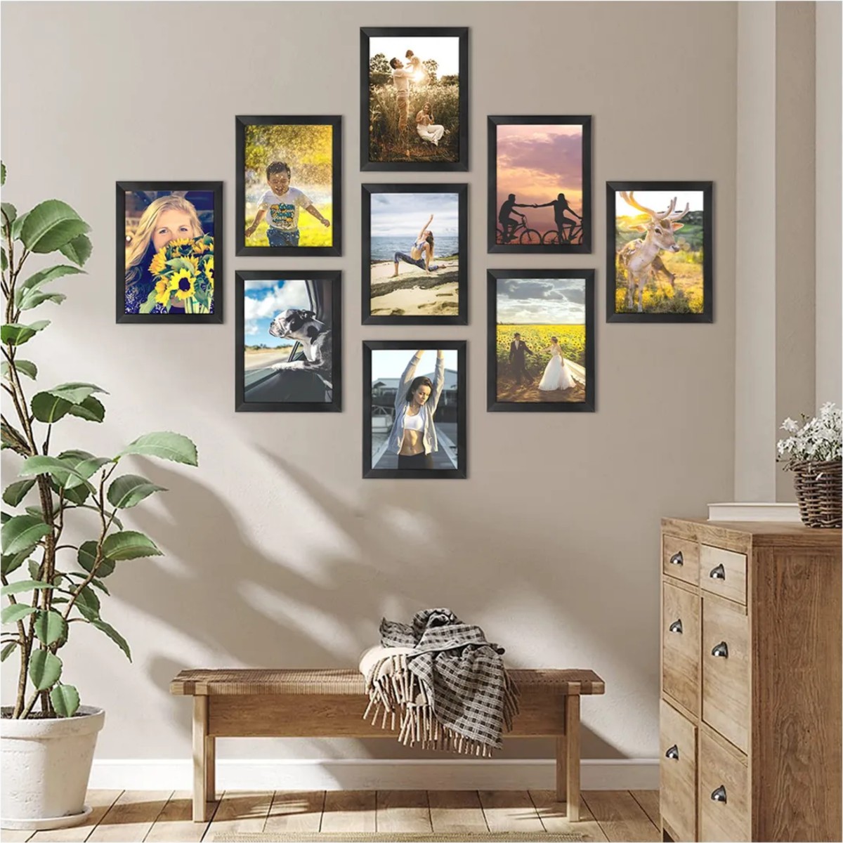 9pcs Fotos Marco , Portarretrato Decoraci&oacute;n De Cuarto Negro image number null
