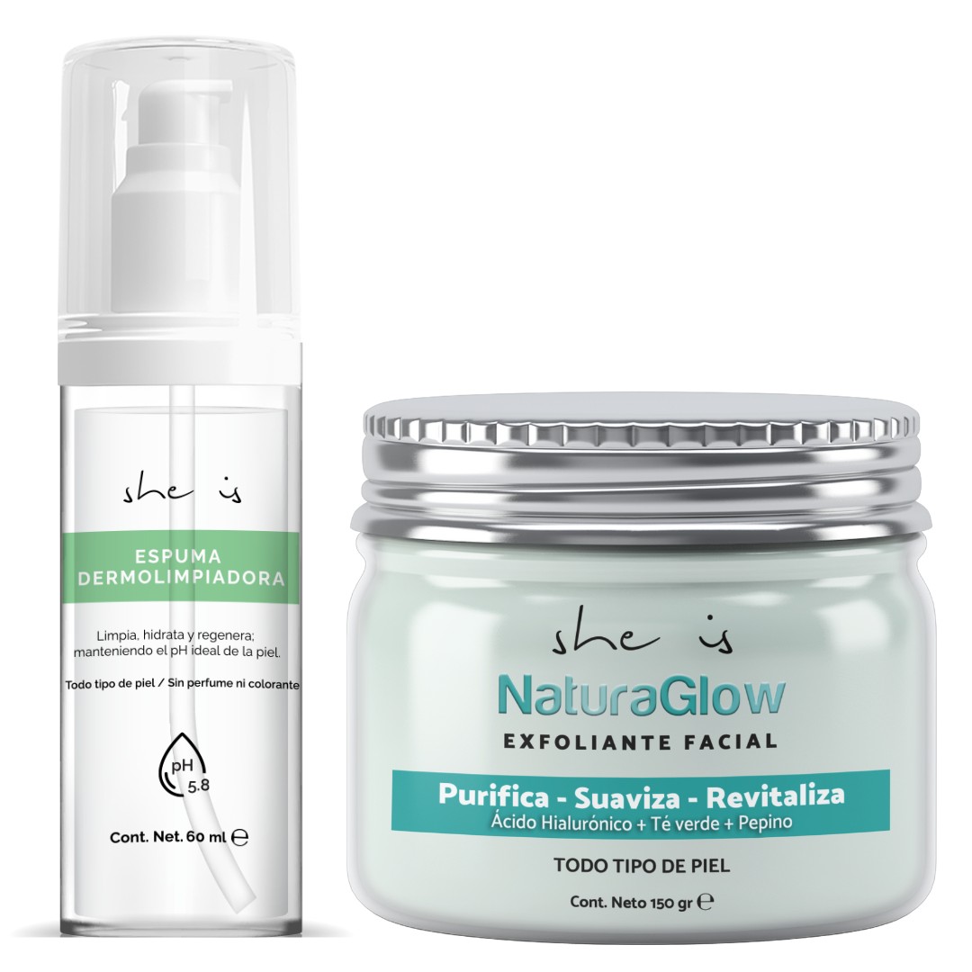 Set facial Ritual Limpieza Profunda: Exfoliante 150g + Limpiador Facial 60ml SHE IS SKINCARE image number null