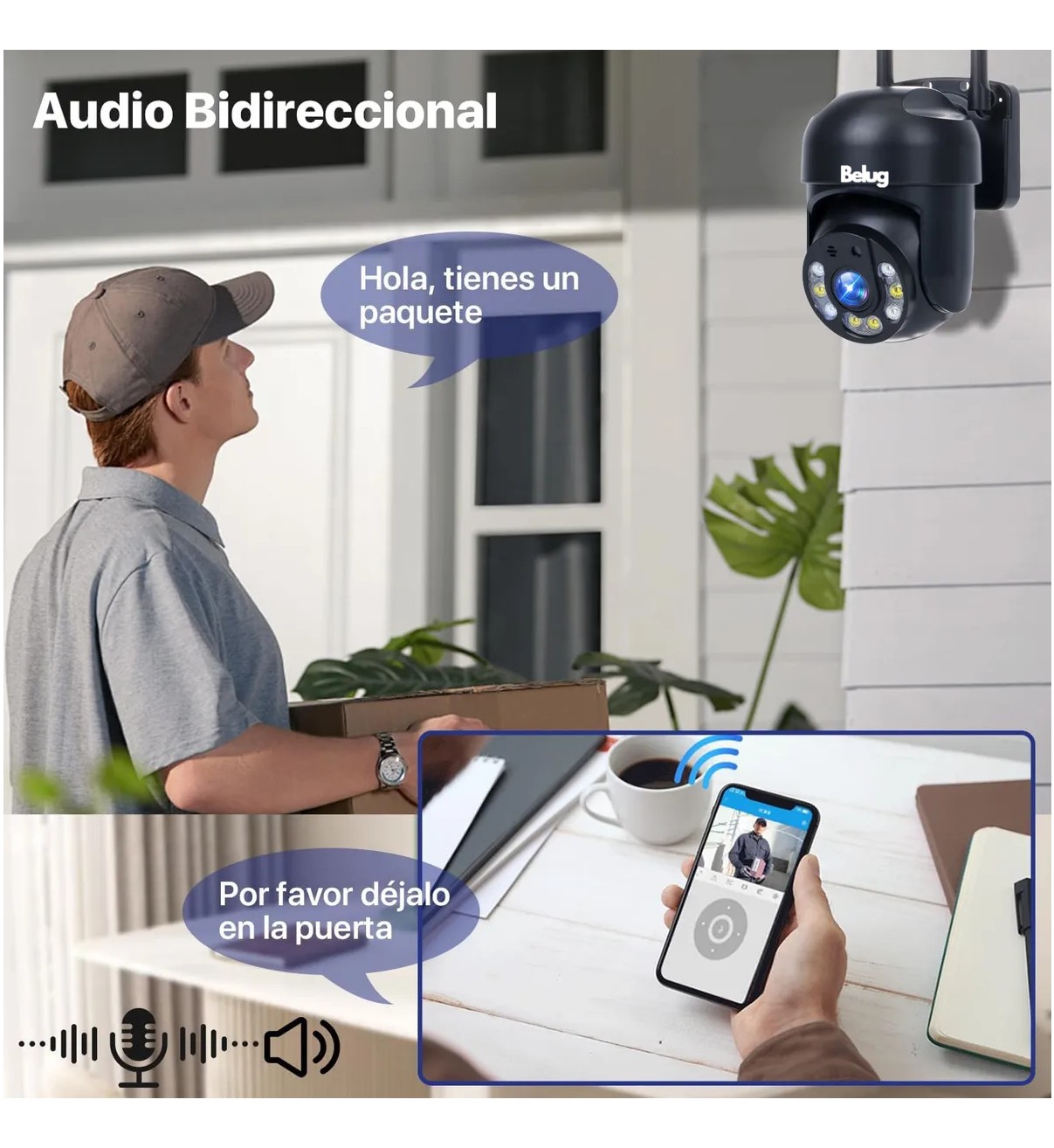 4mp Hd C&aacute;mara De Seguridad Wifi Exterior Detecci&oacute;n Humana Belug Negro image number null