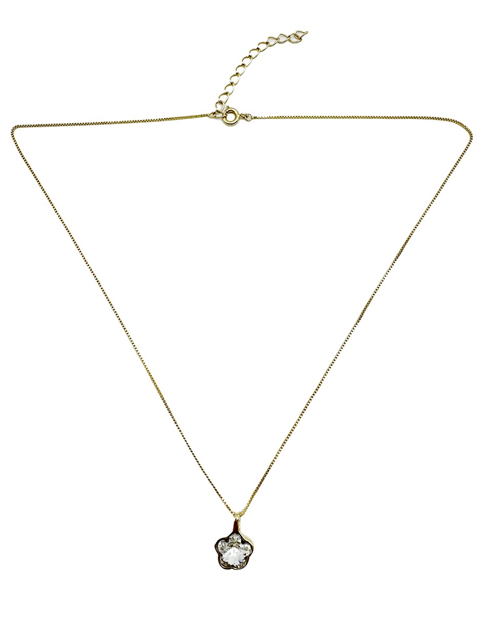Collar de oro laminado con piedra transparente y cadena tipo serpiente image number null