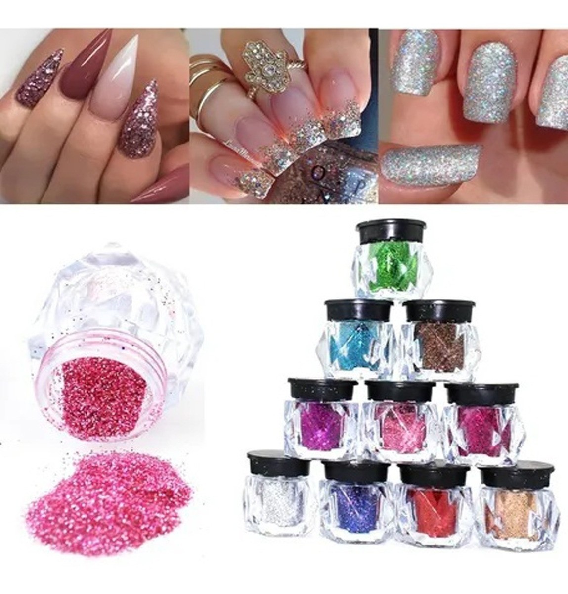Glitter Brillos Purpurina Diam Para Ojos U&ntilde;as Cuerpo 12 Pzas image number null