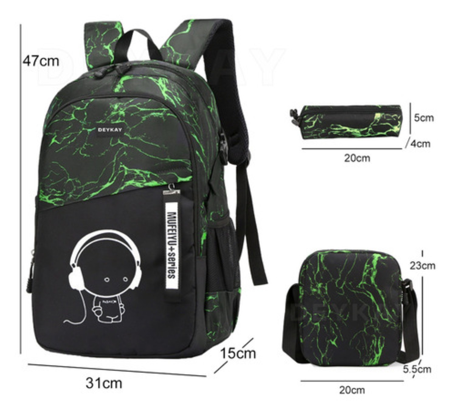Set 3 Mochila Antirrobo Laptop Mochila Luminosa Gran Capacid NEGRO image number null