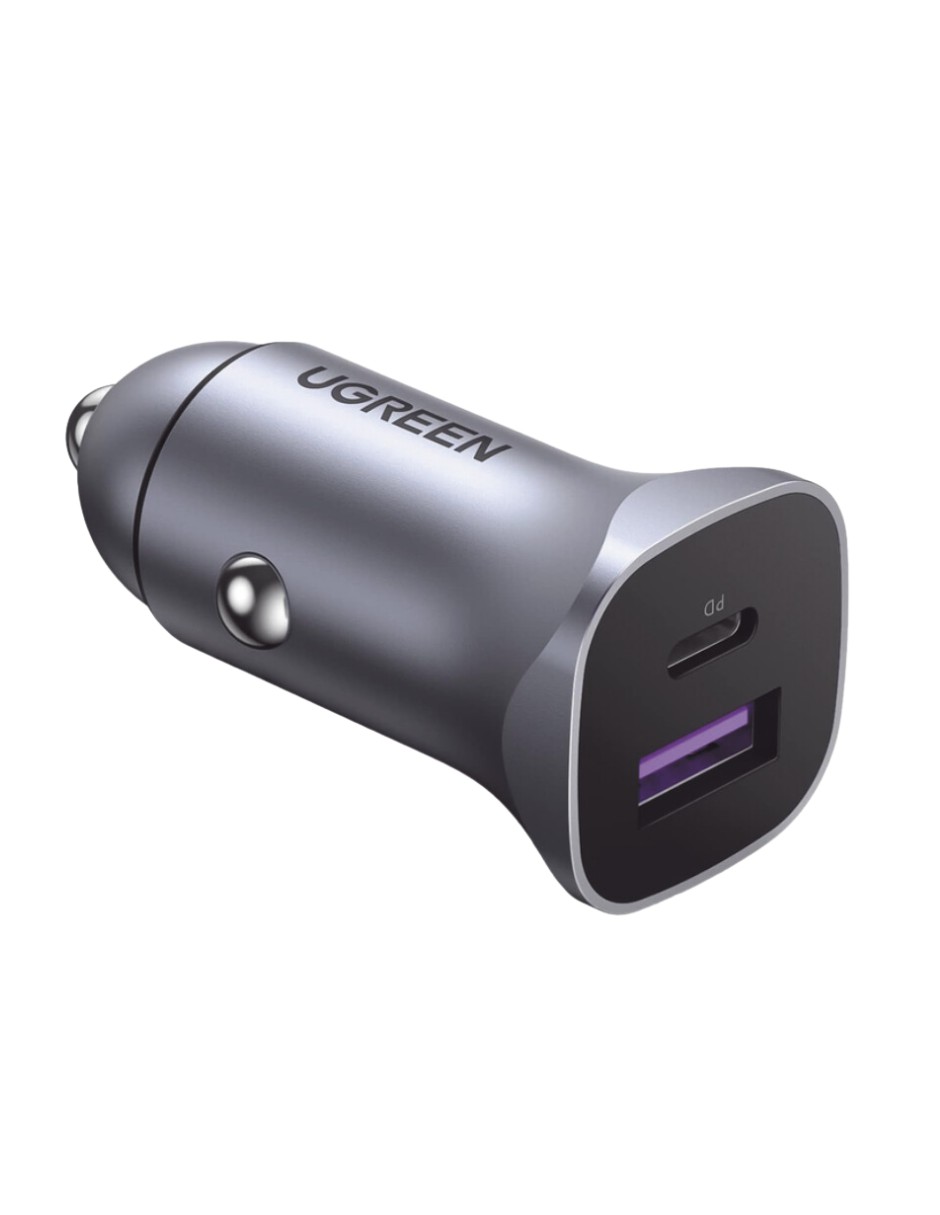 Cargador Auto Ugreen 30w 2 Puertos USB-C Y USB-A Carga R&aacute;pida image number null